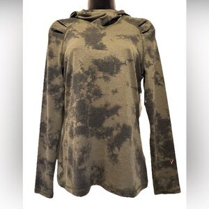 NWT INDYEVA Women's XS Fusta Long Sleeve Hooded T-Shirt Pullover Tie-Dye Green